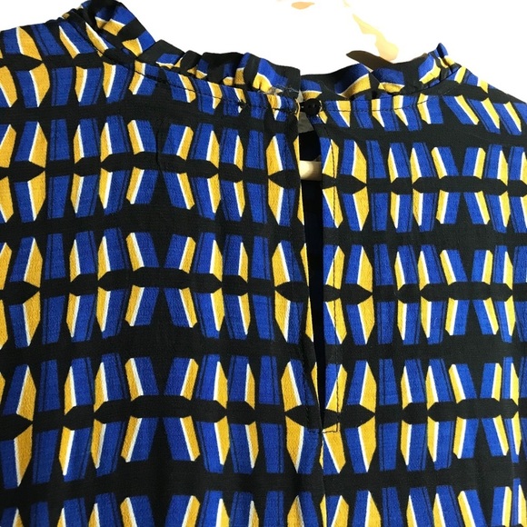 Rachel Zoe Small‎ Rayon Viscose Geometric Blouson Sleeve Smocked Cuff Top Office - Picture 3 of 10